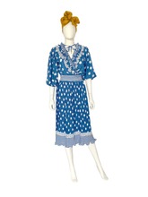 Load image into Gallery viewer, Blue Polka Dot Georgette Dress