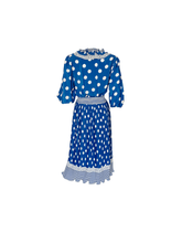 Load image into Gallery viewer, Blue Polka Dot Georgette Dress