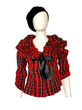 Load image into Gallery viewer, Plaid Statement Shawl collar Blouse - Victor Costa